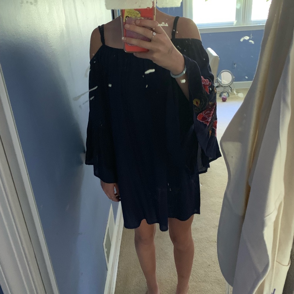 Blue off the shoulder dress